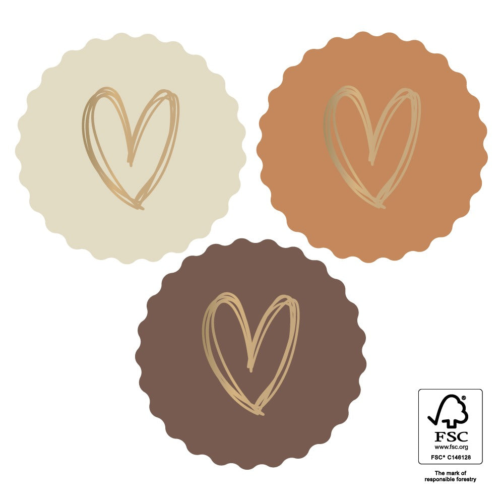 Stickers hartje natural - 5,5cm 6 stuks
