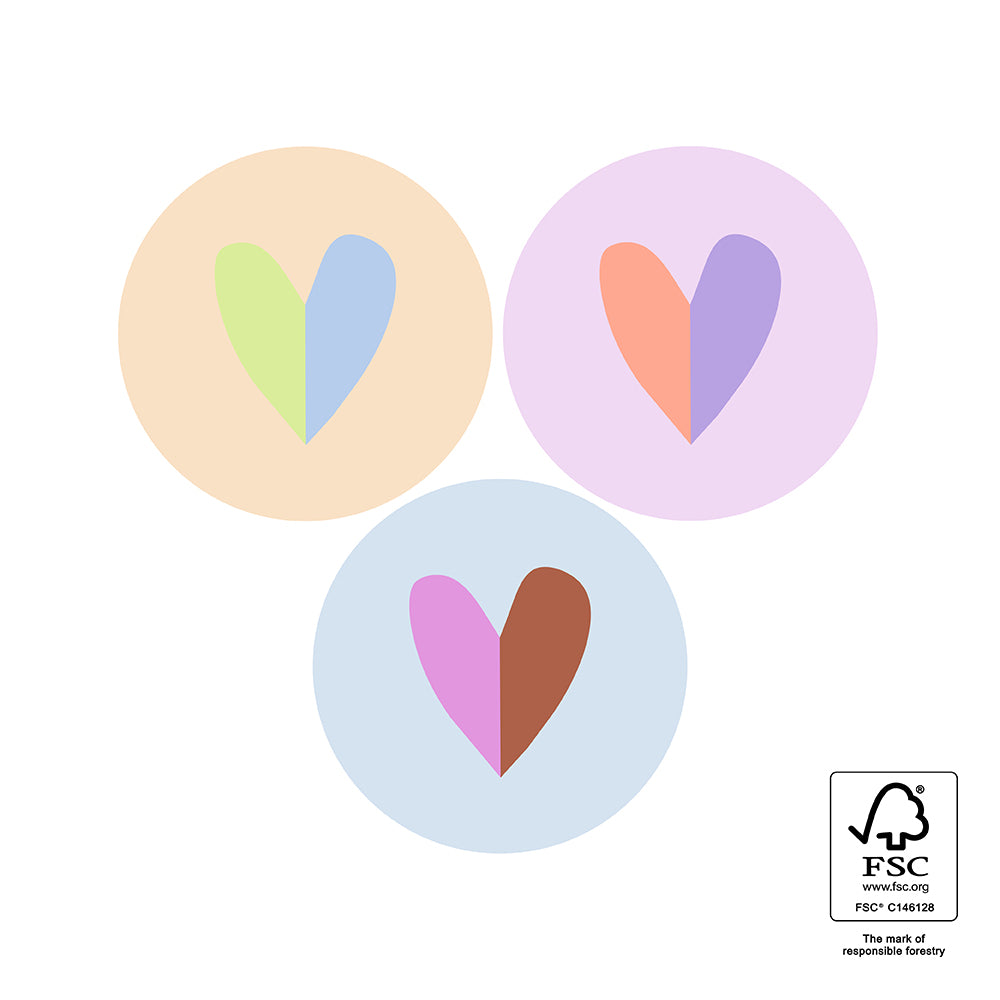Stickers hartje blauw-roze - 3,5cm 6 stuks