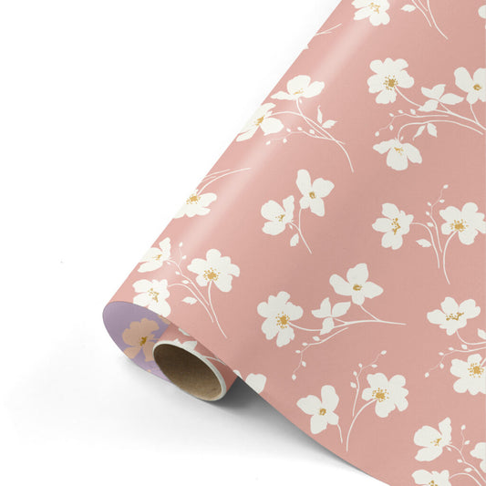 Cadeaupapier classic flowers roze 50cm