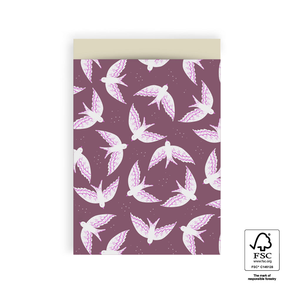 Cadeauzakje birds beet red biscuit | 17x25cm | 5 stuks