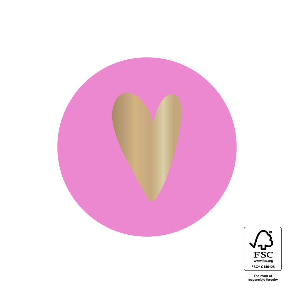 Stickers felroze-goud - 3,5cm 6 stuks