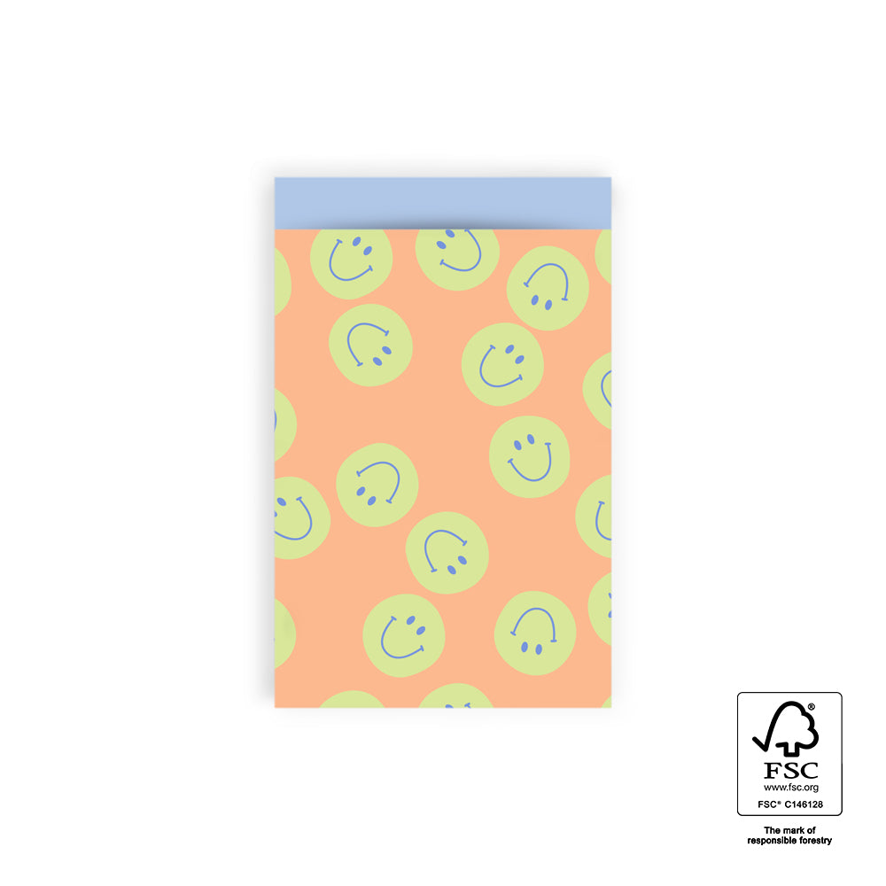 Cadeauzakje smileys oranje | 12x19cm | 5 stuks