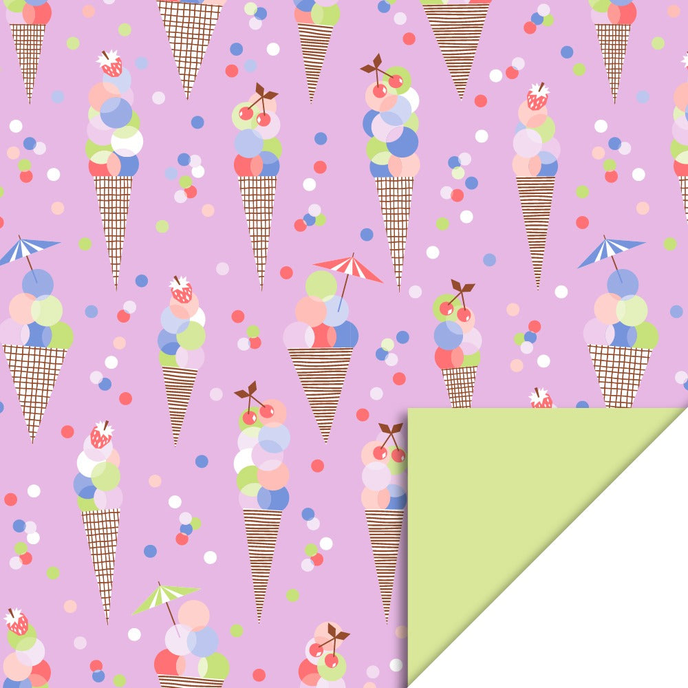 Cadeaupapier ijsjes roze 70cm