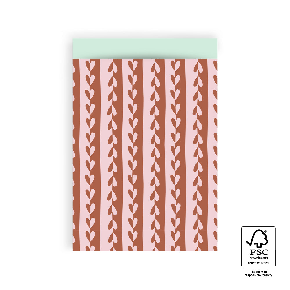 Cadeauzakje strepen hartjes | 17x25cm | 5 stuks