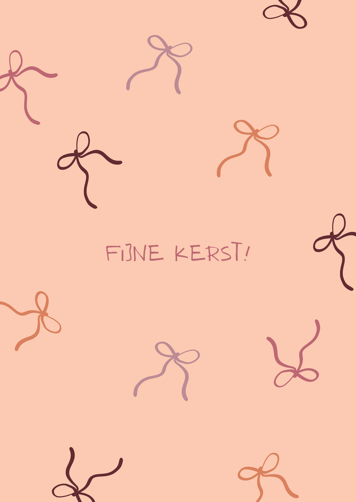 Kerstkaart fijne kerst strikjes