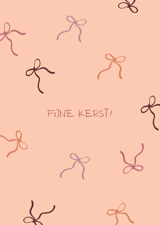 Kerstkaart fijne kerst strikjes