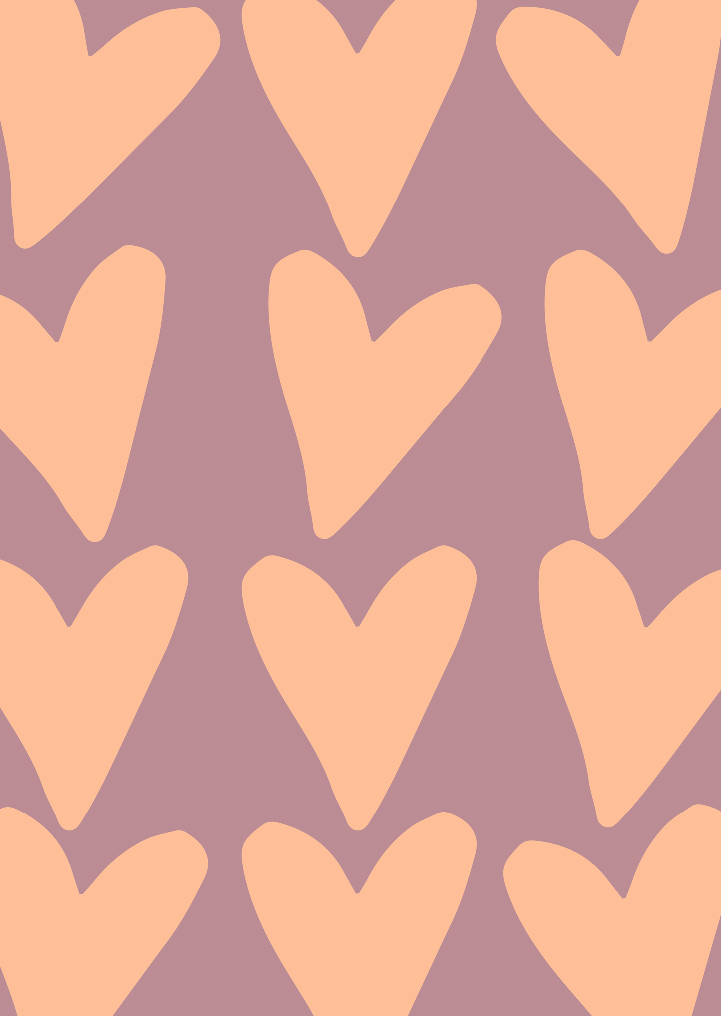 Kaart hartjes paars-peach