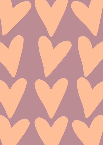 Kaart hartjes paars-peach