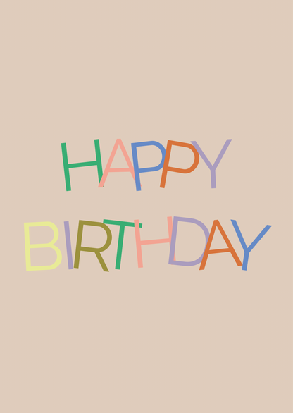 Mini kaart happy birthday kleurtjes