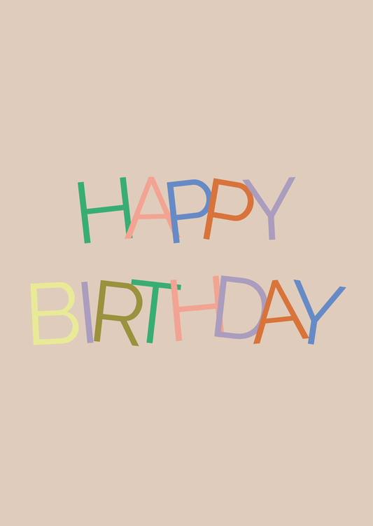 Mini kaart happy birthday kleurtjes