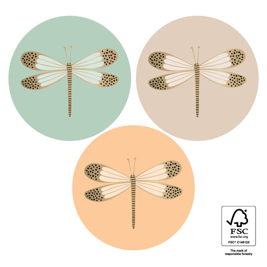 Stickers libelle - 5,5cm 6 stuks