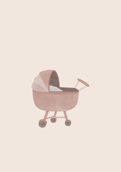 Mini kaart kinderwagen roze