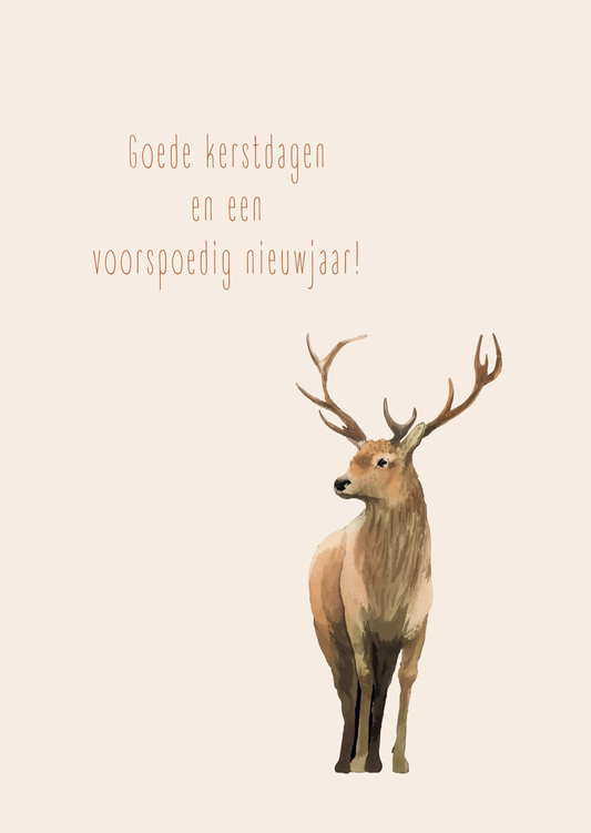 Kerstkaart goede kerstdagen hert