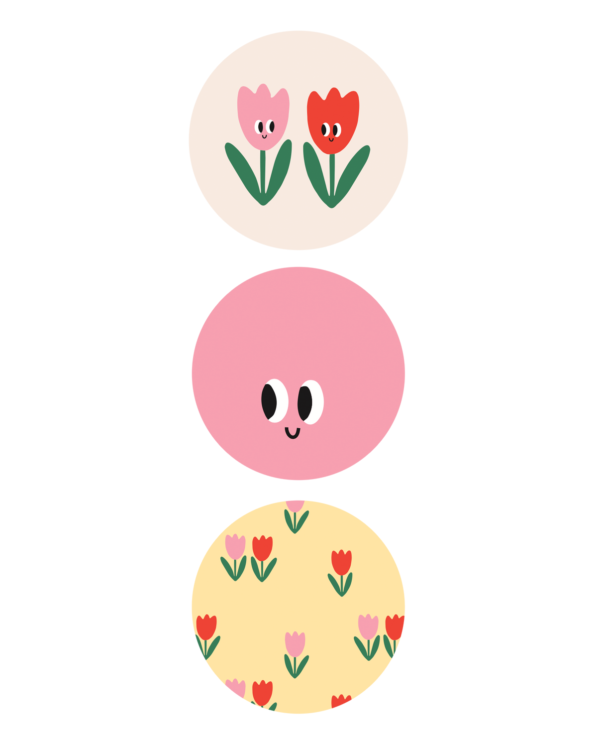 Stickers tulpen  - 5cm 6 stuks