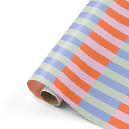 Cadeaupapier colorblocking blauw-rood 50cm
