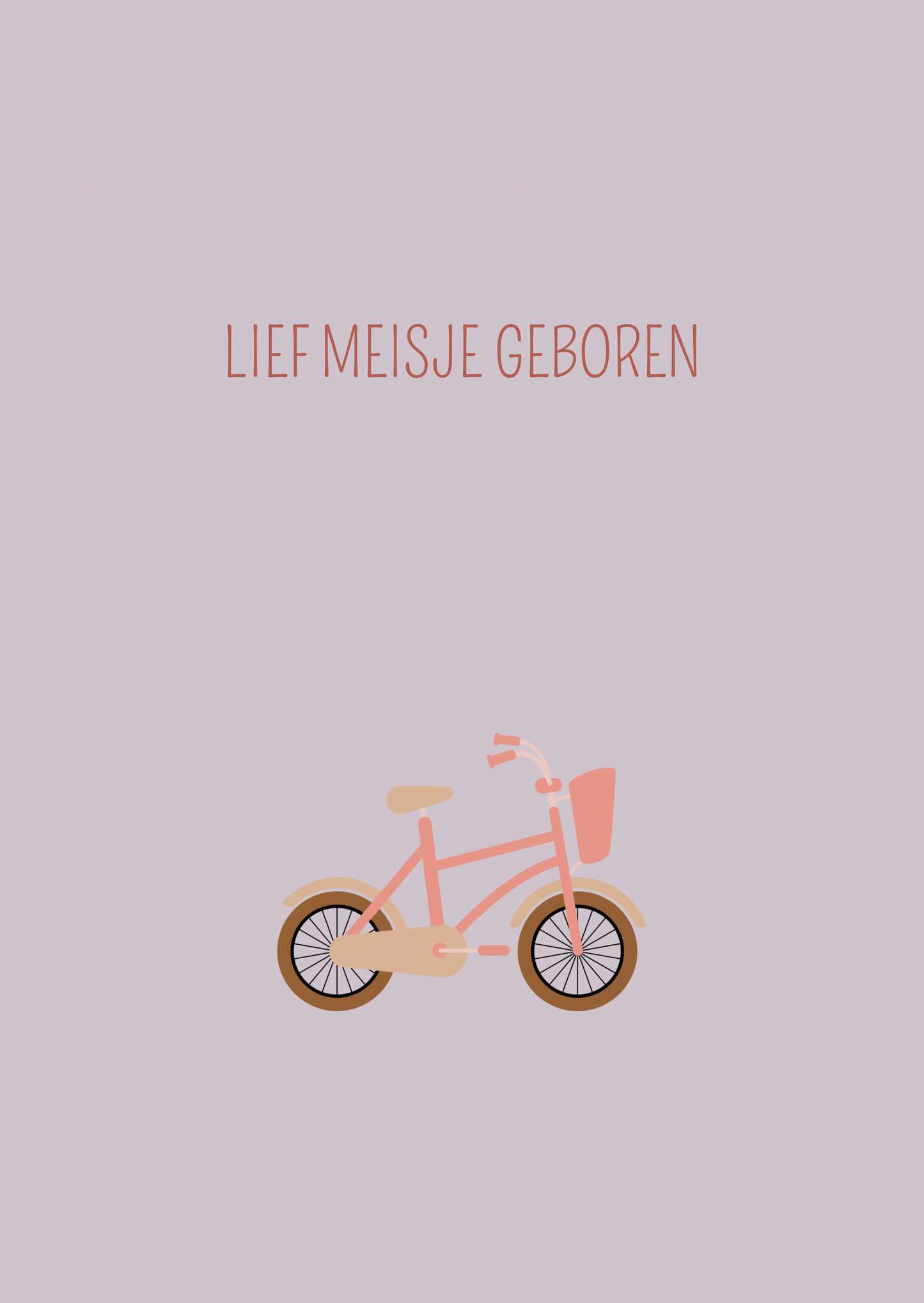 Kaart lief meisje geboren fietsje
