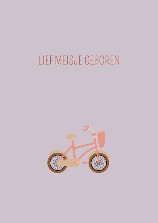 Mini kaart lief meisje geboren fietsje