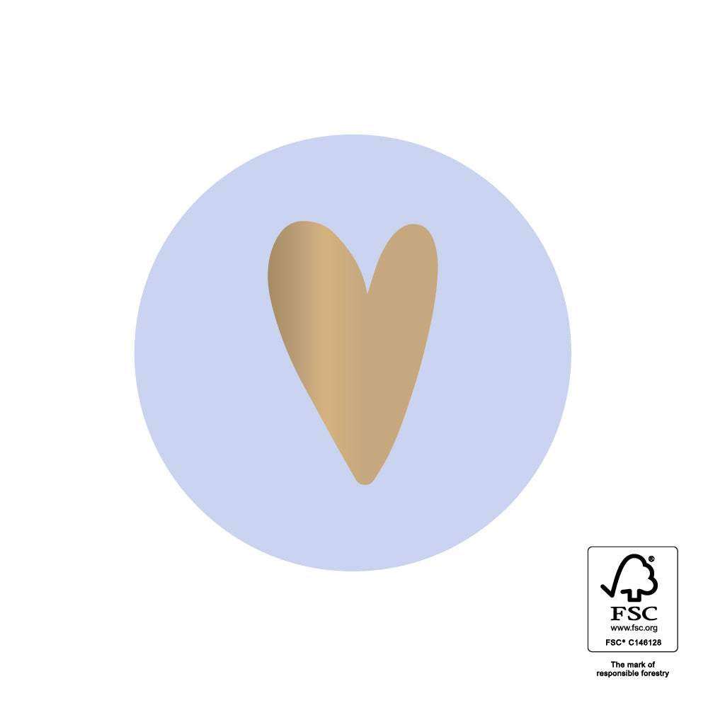 Stickers hartje blauw-goud - 3,5cm 6 stuks