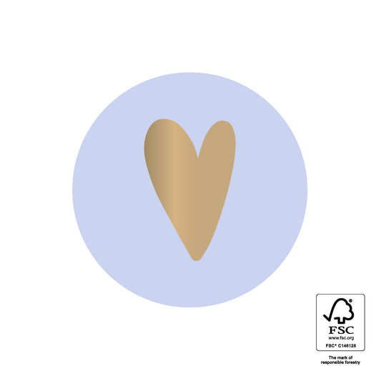 Stickers hartje blauw-goud - 3,5cm 6 stuks