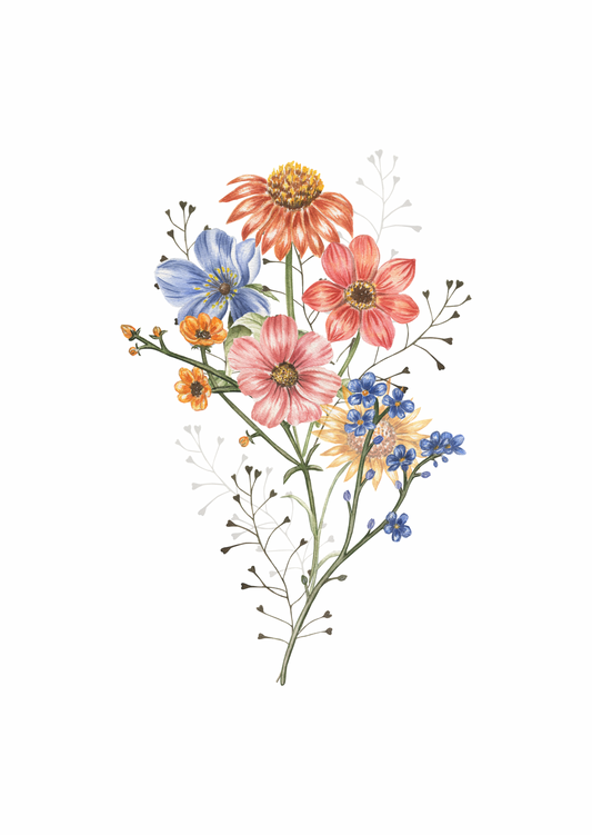 Kaart bloemen fleurig