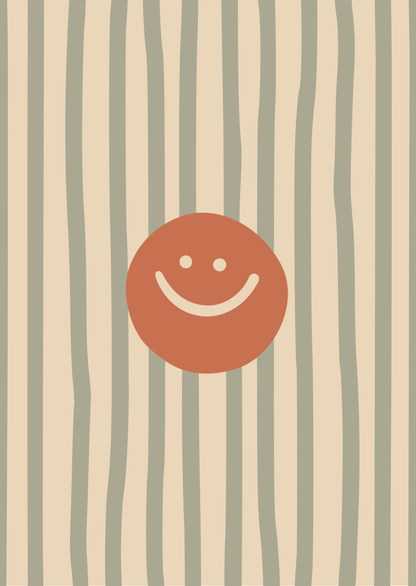 Kaart smiley strepen blauw
