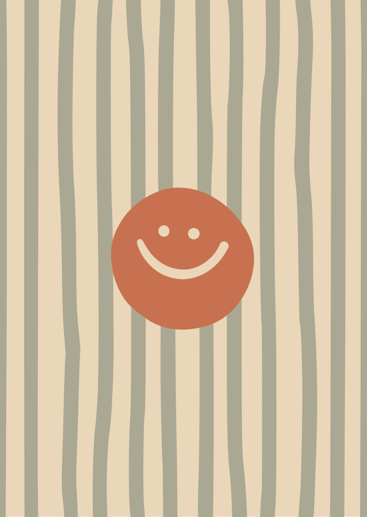 Kaart smiley strepen blauw
