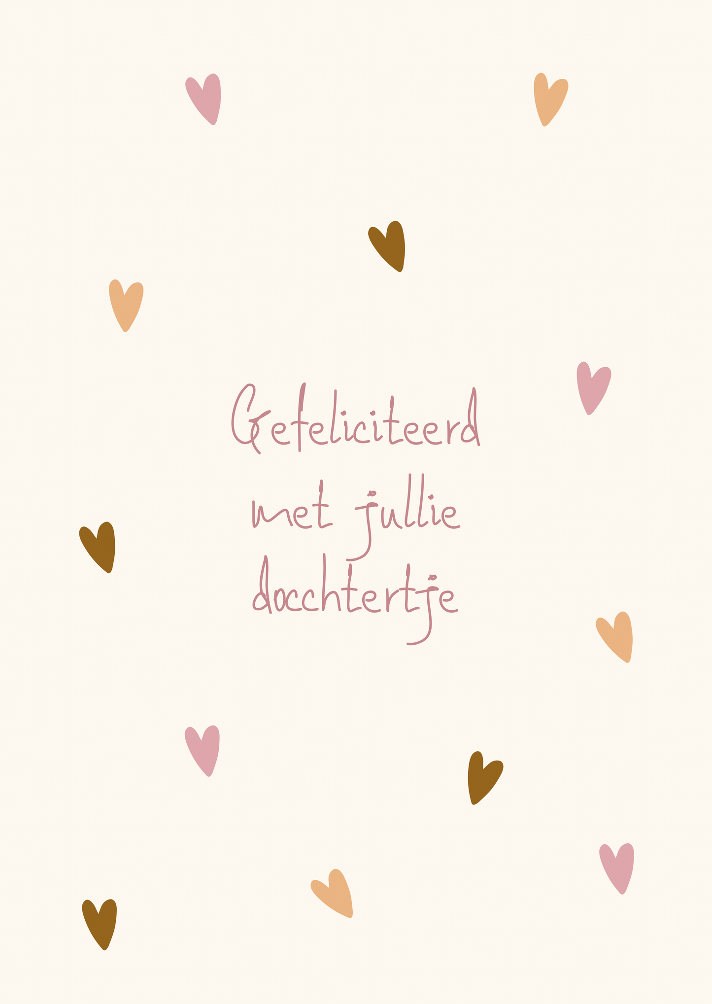 Kaart dochtertje hartjes