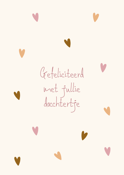 Kaart dochtertje hartjes