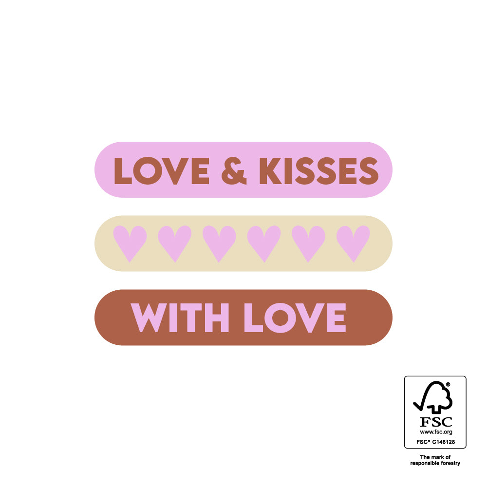 Stickers love&kisses/with love - 6 stuks