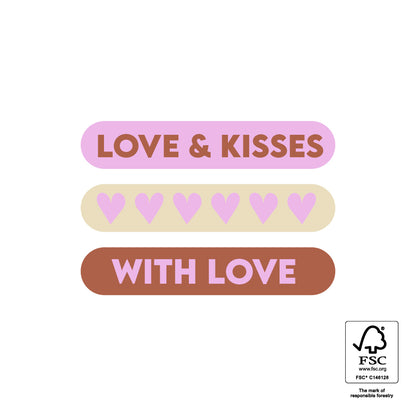 Stickers love&kisses/with love - 6 stuks