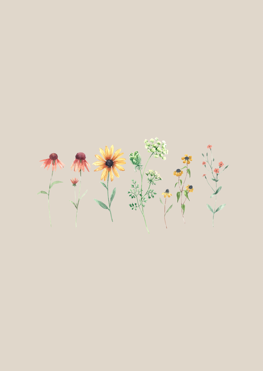 Kaart gekleurde veldbloemen