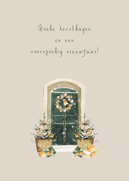 Kerstkaart goede kerstdagen deur