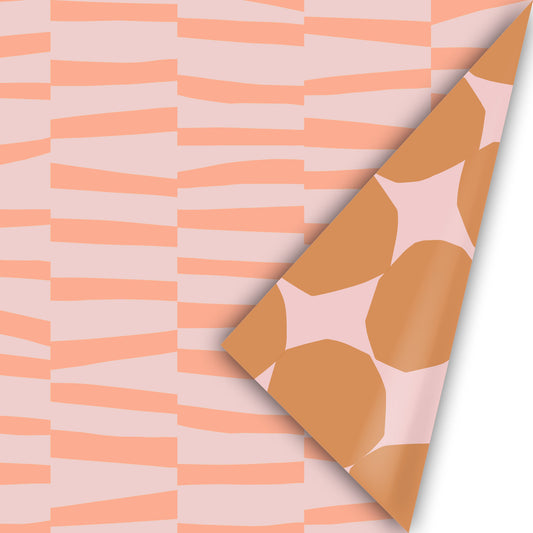 Cadeaupapier bold lines peach roze 50cm
