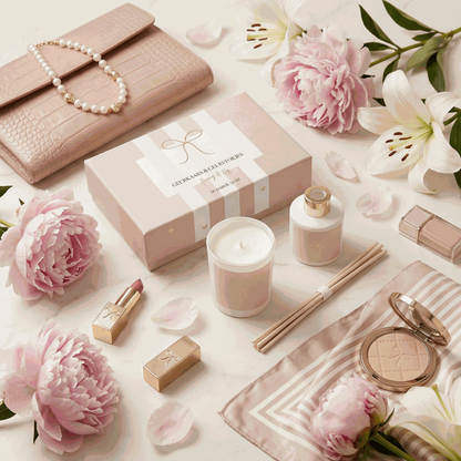 Gift set beige kaars en geurstokjes