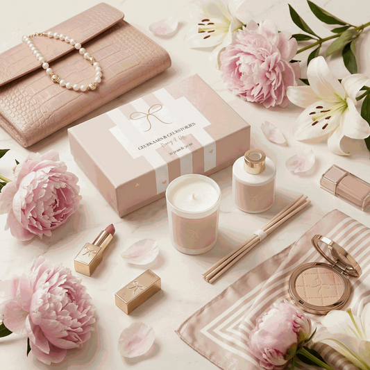Gift set beige kaars en geurstokjes