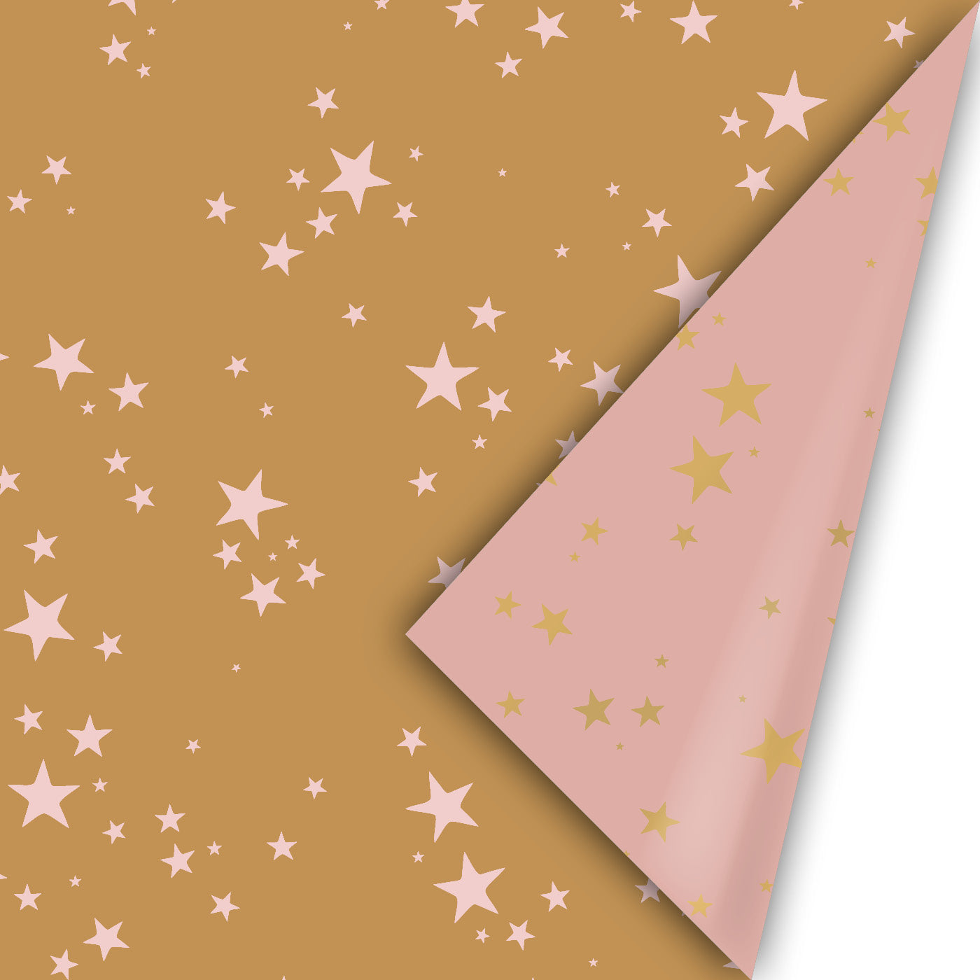 Cadeaupapier sterren roze-goud 50cm