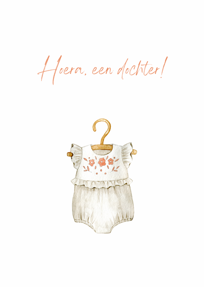 Kaart hoera een dochter rompertje