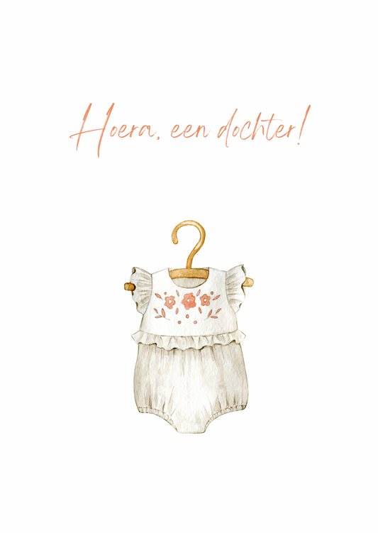 Kaart hoera een dochter rompertje