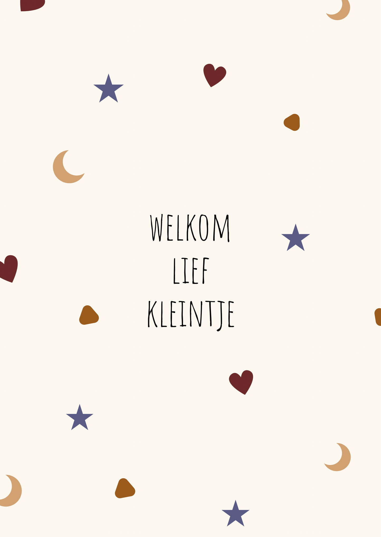 Kaart welkom lief kleintje maan-ster
