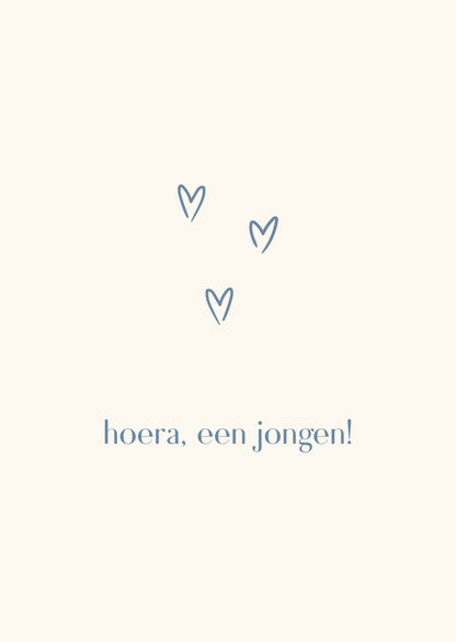Kaart hoera een jongen hartjes
