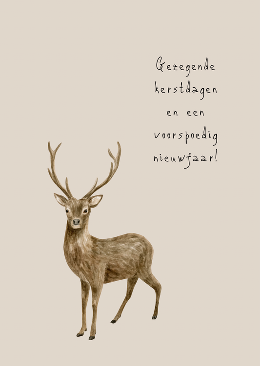 Kerstkaart gezegende kerstdagen hert