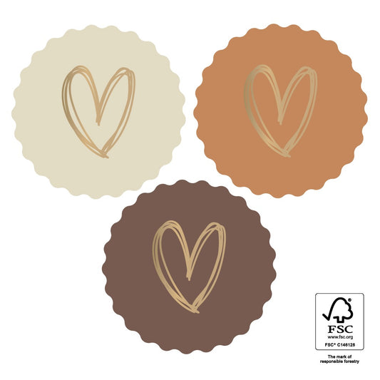 Stickers hartje natural - 5,5cm 6 stuks