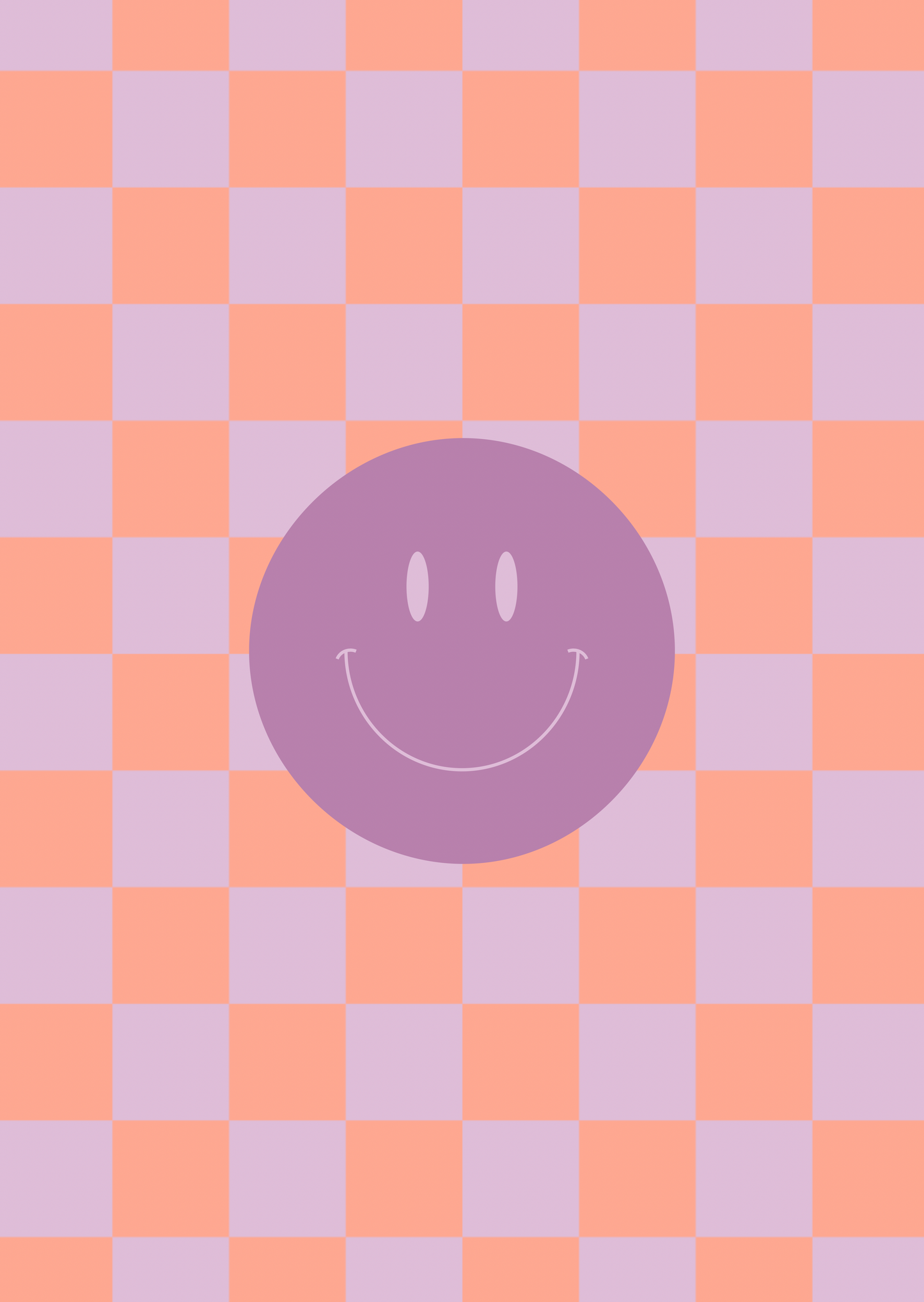 Kaart smileys paars ruitjes
