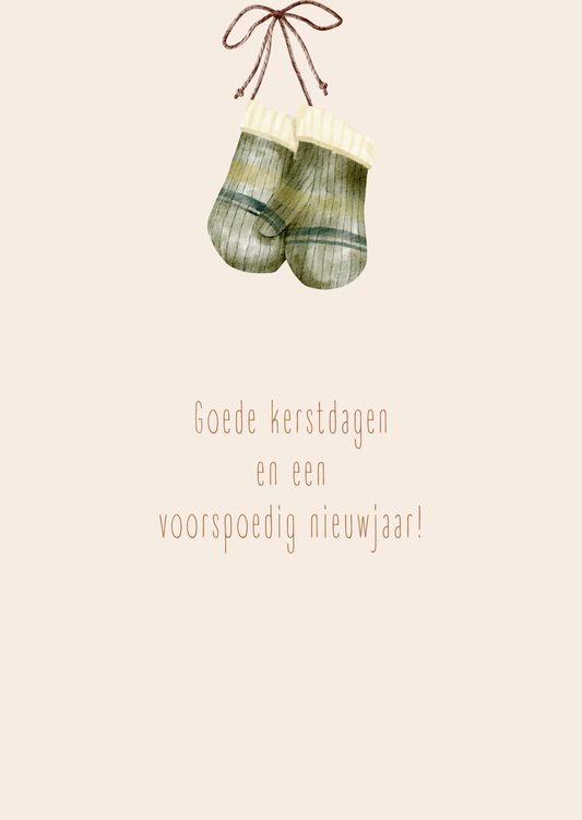 Kerstkaart goede kerstdagen wanten