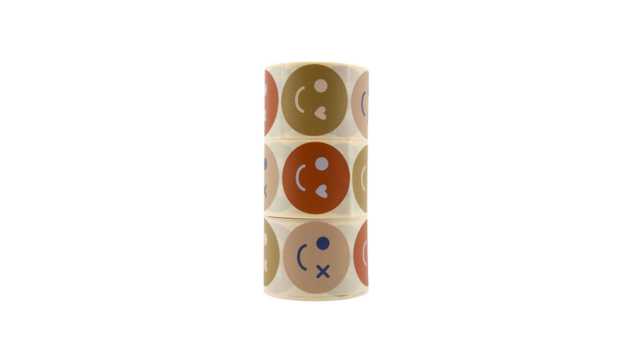 Stickers smile gold green  - 5cm 6 stuks