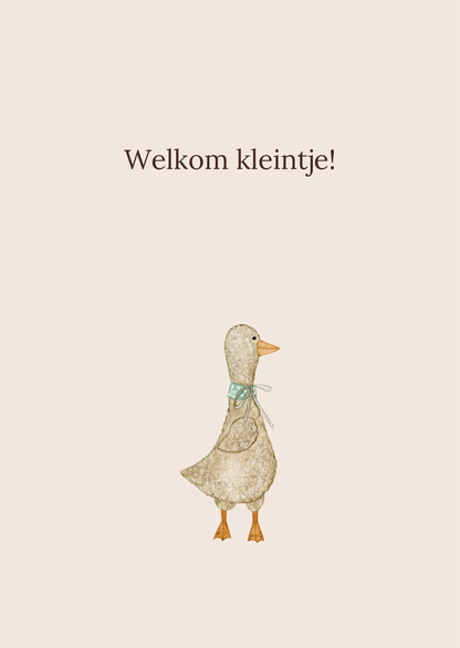 Kaart welkom kleintje gans