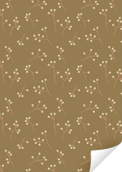Cadeaupapier handdrawn branches olive 70cm