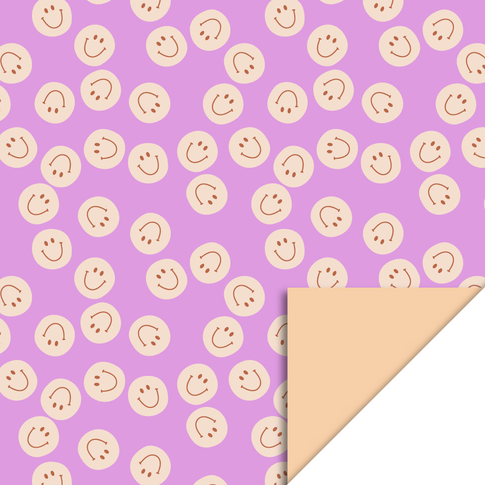 Cadeaupapier smileys roze 70cm
