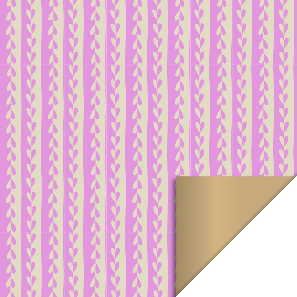 Cadeaupapier hearts mini pink gold 70cm