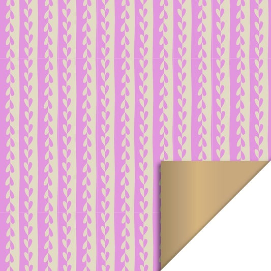 Cadeaupapier hearts mini pink gold 70cm
